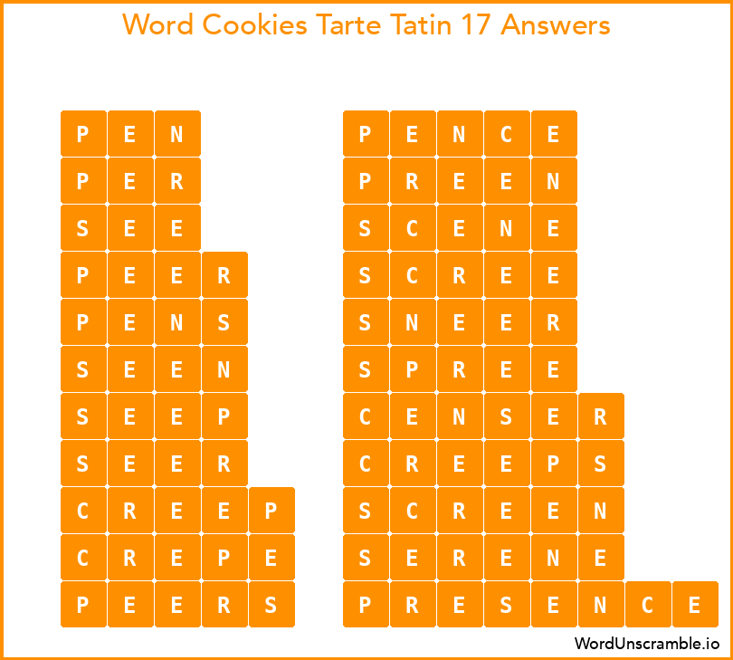 Word Cookies Tarte Tatin 17 Answers