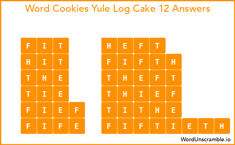Word Cookies Yule Log Cake 12 Answers