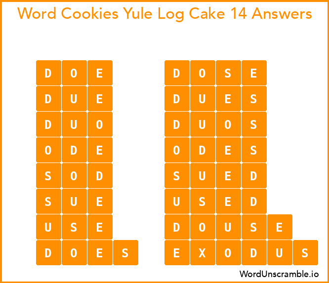 Word Cookies Yule Log Cake 14 Answers