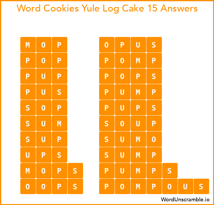 Word Cookies Yule Log Cake 15 Answers