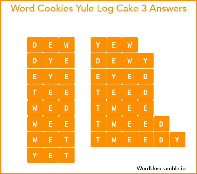 Word Cookies Yule Log Cake 3 Answers