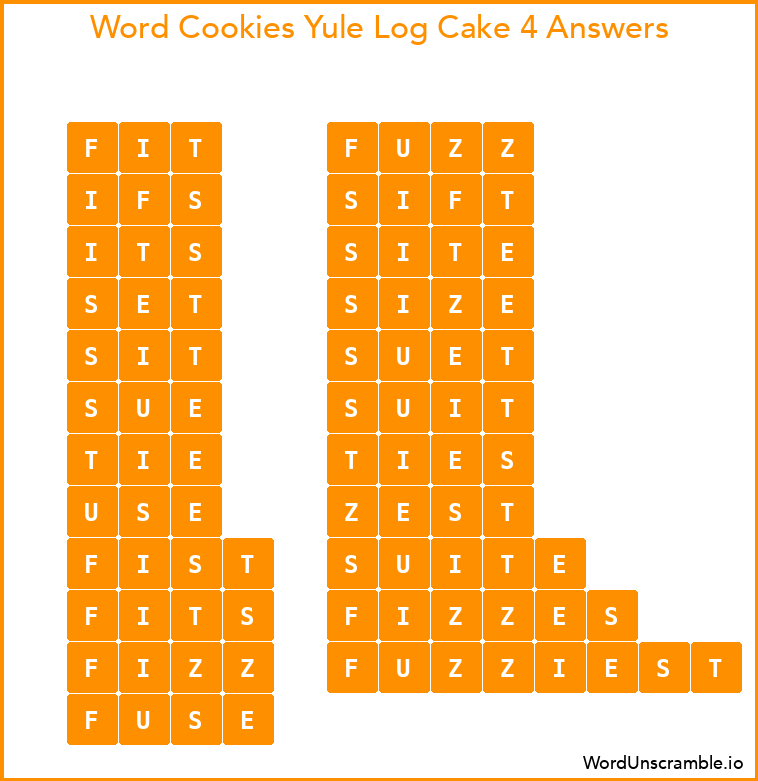 Word Cookies Yule Log Cake 4 Answers