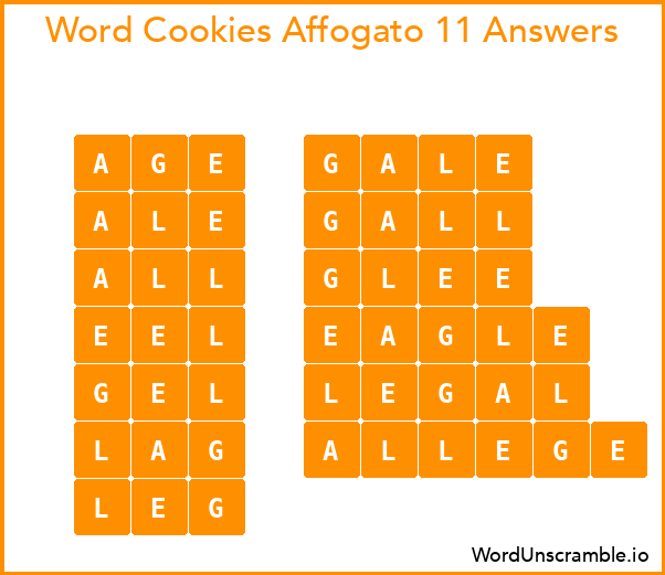 Word Cookies Affogato 11 Answers