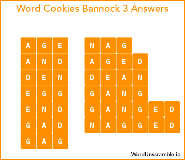 Word Cookies Bannock 3 Answers
