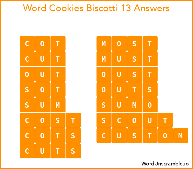 Word Cookies Biscotti 13 Answers