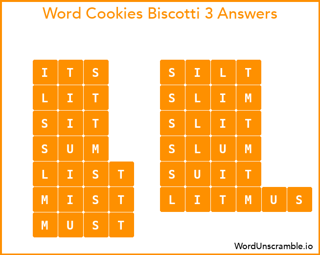 Word Cookies Biscotti 3 Answers