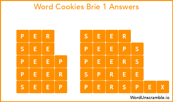 Word Cookies Brie 1 Answers