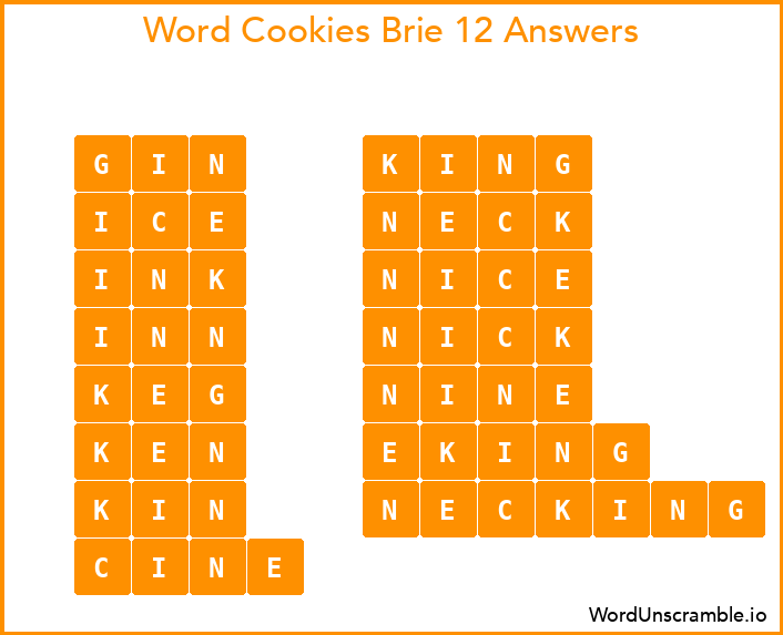 Word Cookies Brie 12 Answers