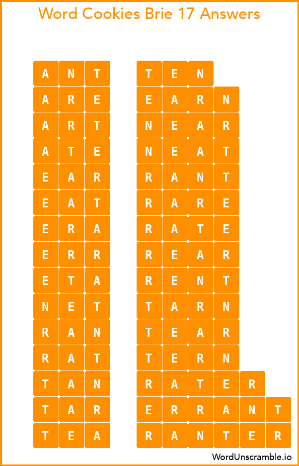 Word Cookies Brie 17 Answers
