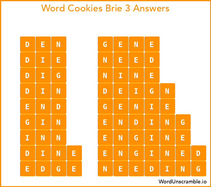 Word Cookies Brie 3 Answers
