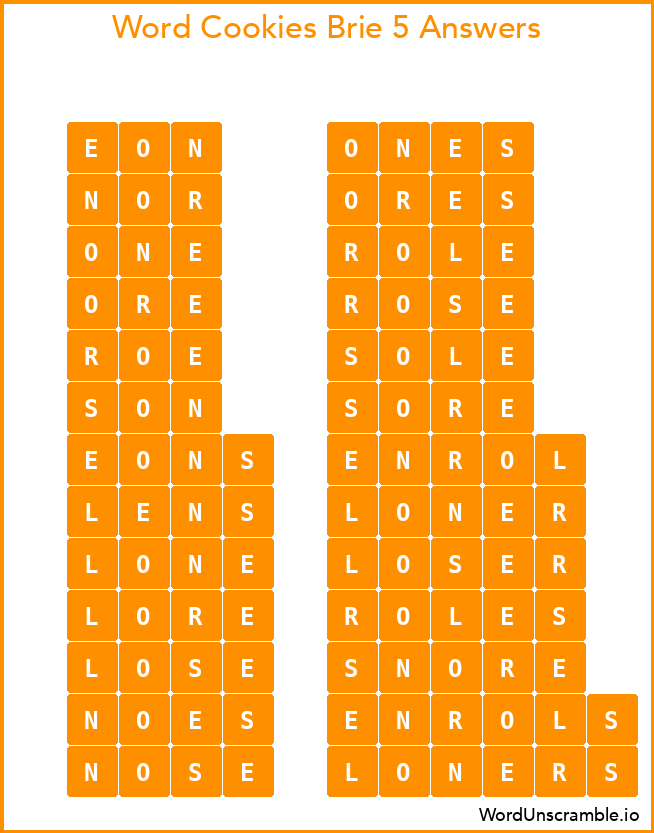 Word Cookies Brie 5 Answers