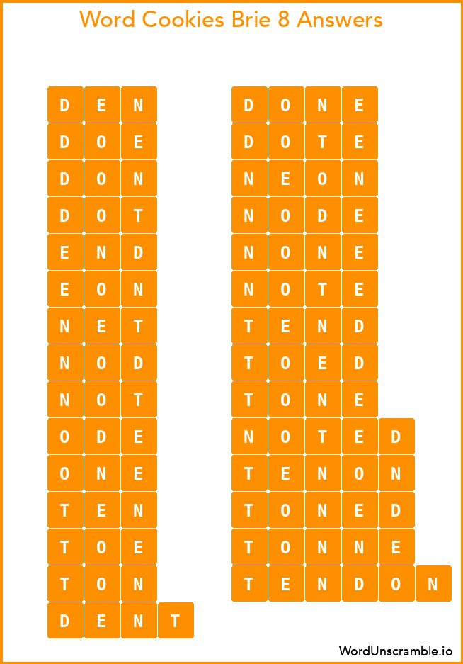 Word Cookies Brie 8 Answers