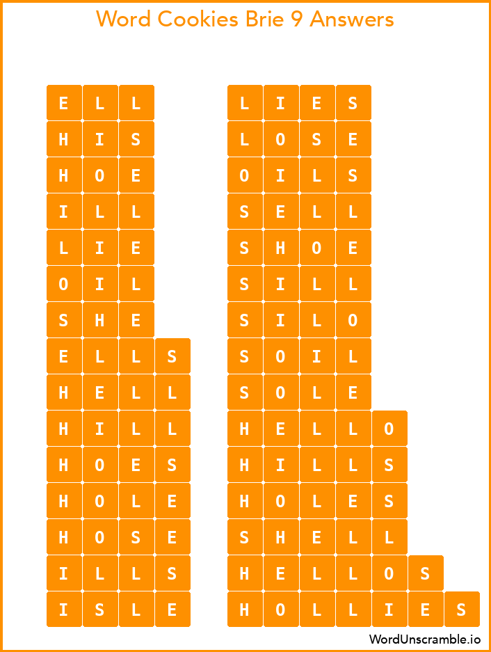 Word Cookies Brie 9 Answers
