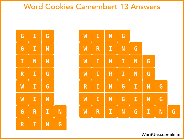 Word Cookies Camembert 13 Answers