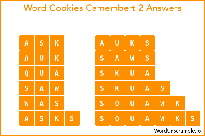 Word Cookies Camembert 2 Answers