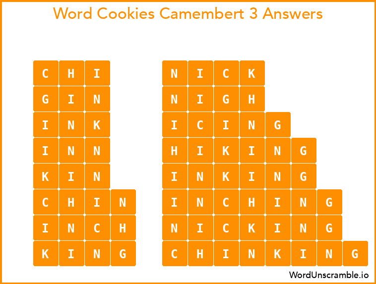 Word Cookies Camembert 3 Answers