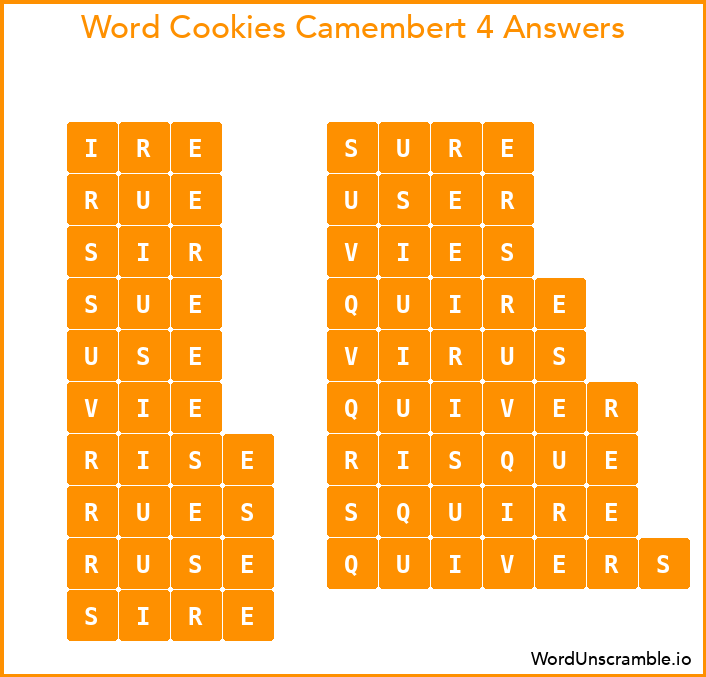 Word Cookies Camembert 4 Answers