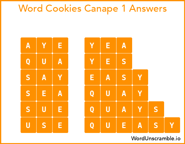 Word Cookies Canape 1 Answers