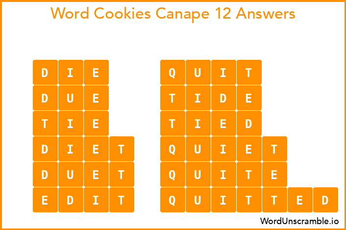 Word Cookies Canape 12 Answers