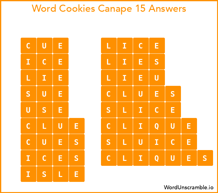 Word Cookies Canape 15 Answers
