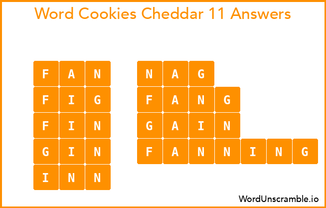 Word Cookies Cheddar 11 Answers