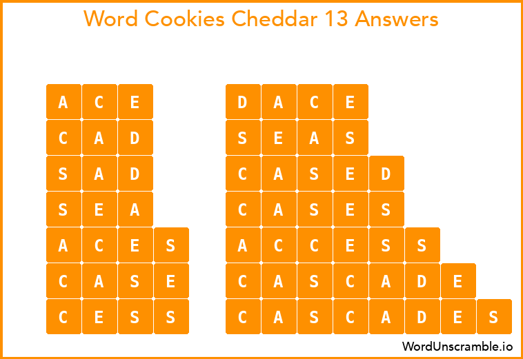Word Cookies Cheddar 13 Answers