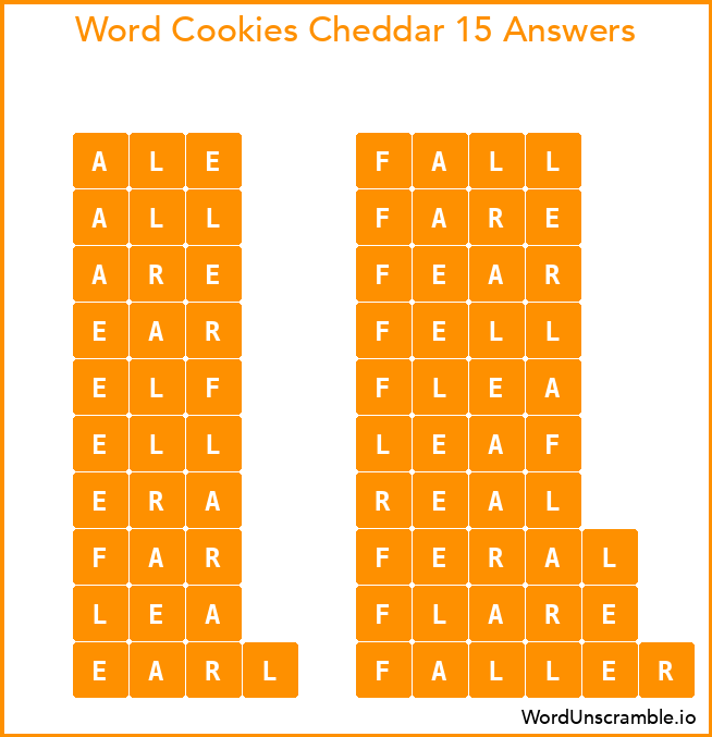 Word Cookies Cheddar 15 Answers