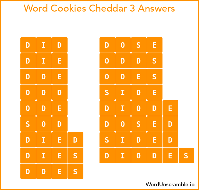 Word Cookies Cheddar 3 Answers