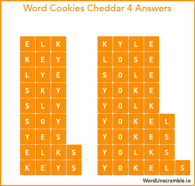 Word Cookies Cheddar 4 Answers