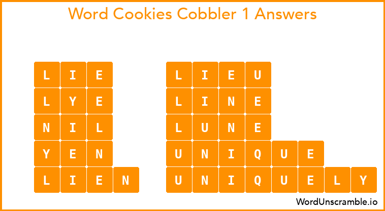 Word Cookies Cobbler 1 Answers