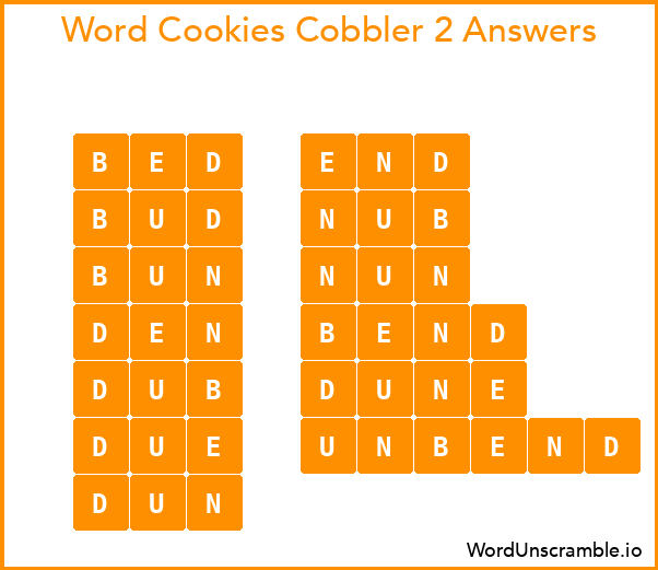Word Cookies Cobbler 2 Answers