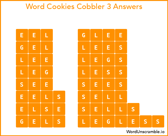 Word Cookies Cobbler 3 Answers