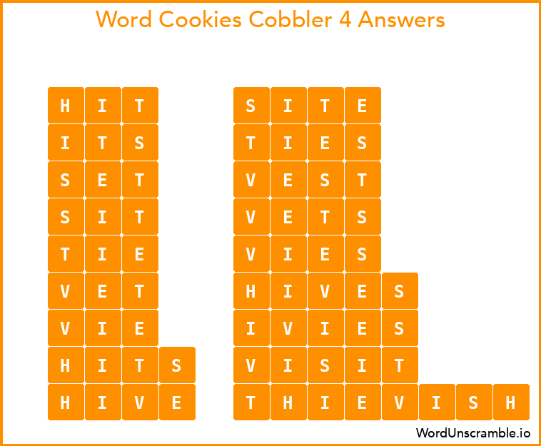 Word Cookies Cobbler 4 Answers
