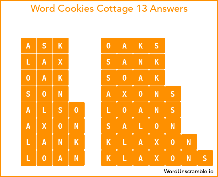 Word Cookies Cottage 13 Answers