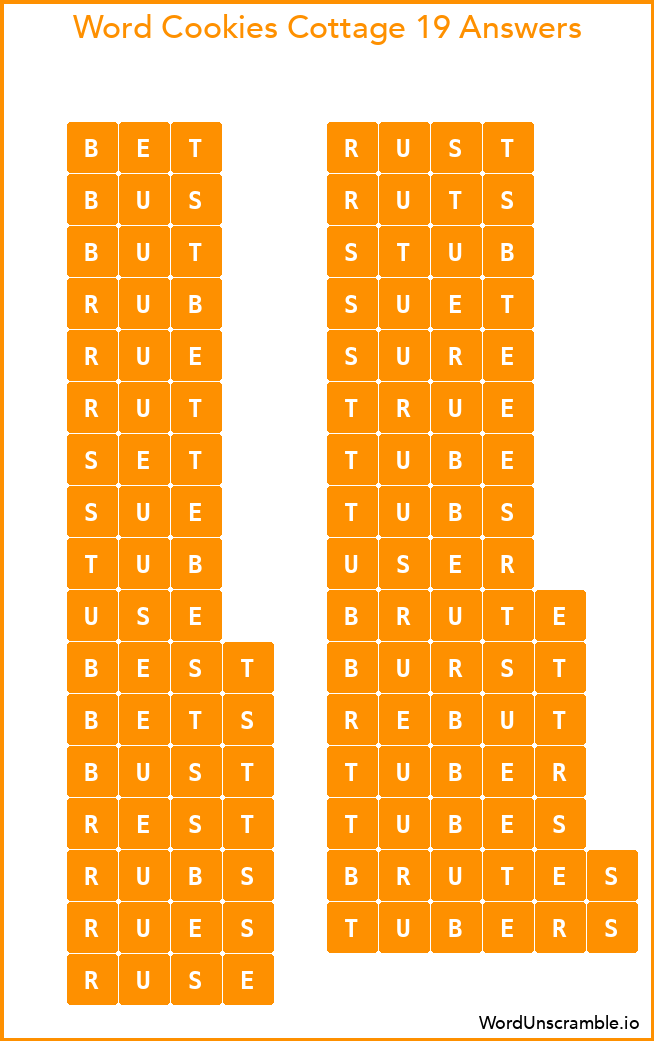 Word Cookies Cottage 19 Answers