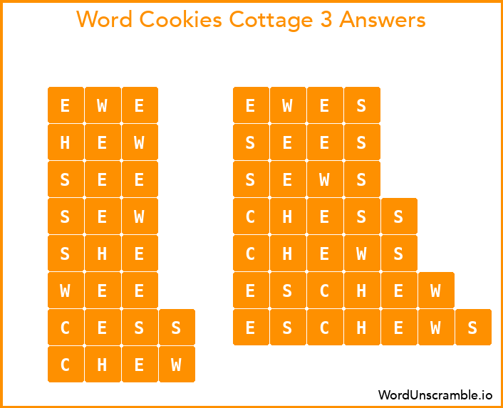 Word Cookies Cottage 3 Answers