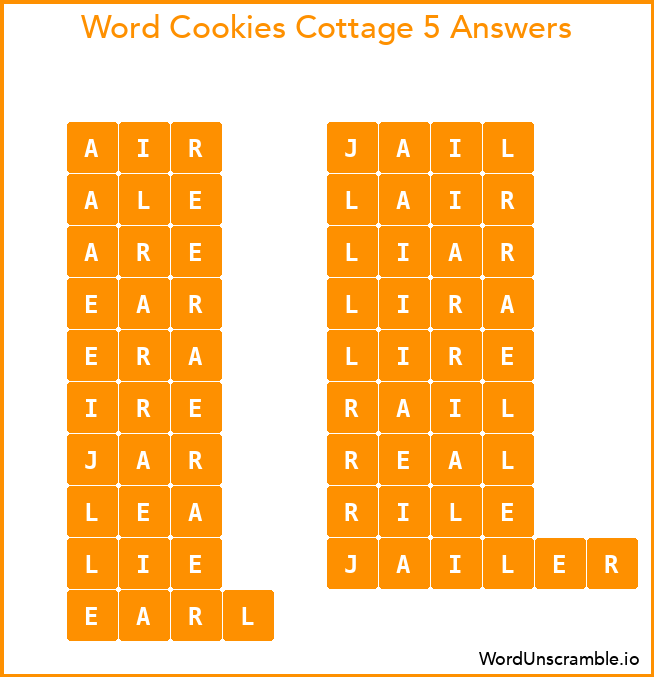 Word Cookies Cottage 5 Answers