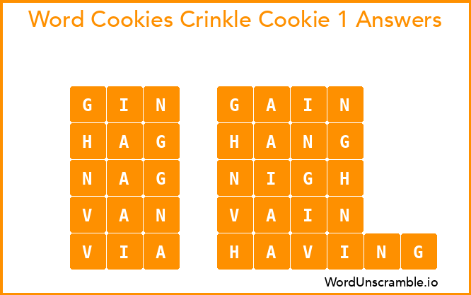 Word Cookies Crinkle Cookie 1 Answers
