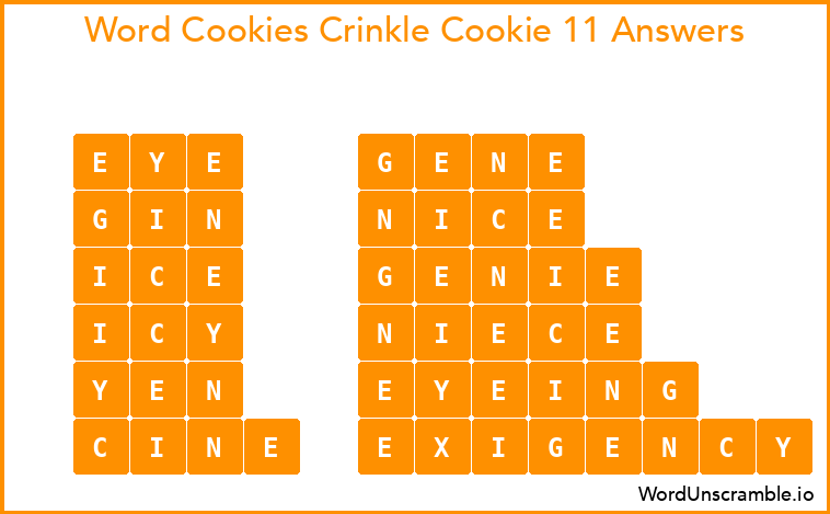 Word Cookies Crinkle Cookie 11 Answers