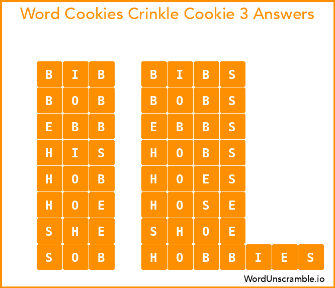 Word Cookies Crinkle Cookie 3 Answers