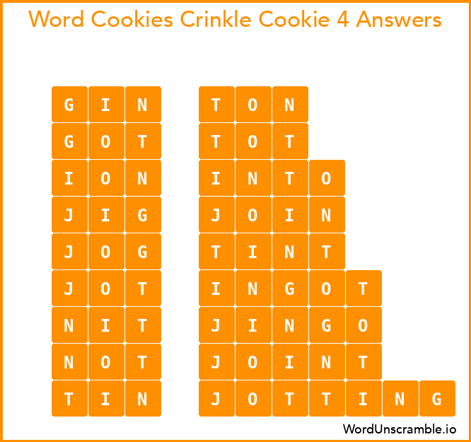Word Cookies Crinkle Cookie 4 Answers