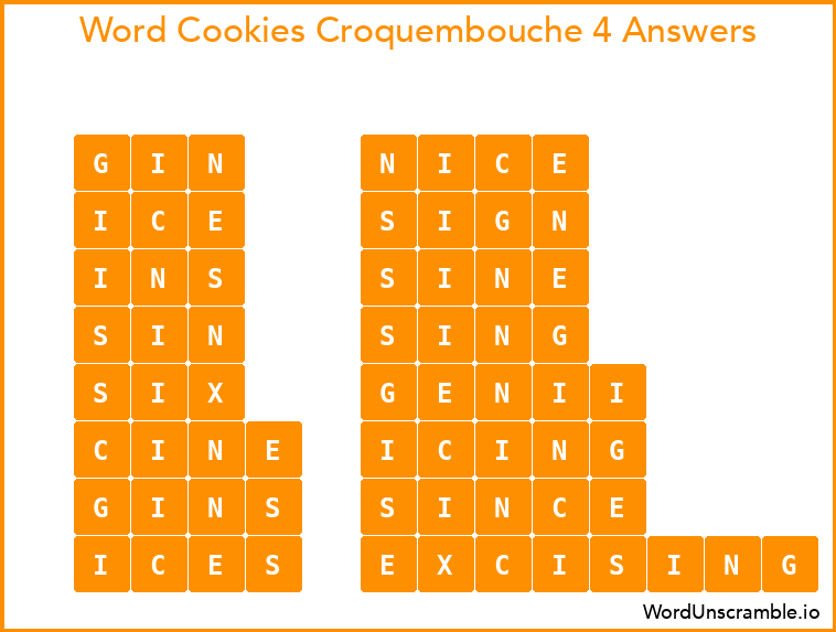 Word Cookies Croquembouche 4 Answers