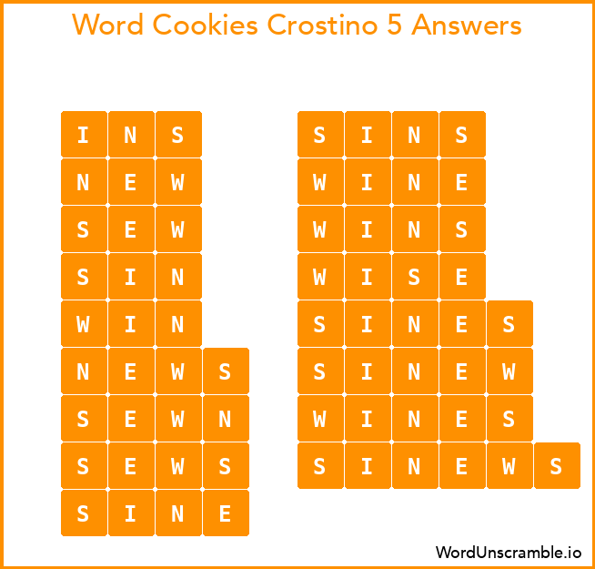 Word Cookies Crostino 5 Answers