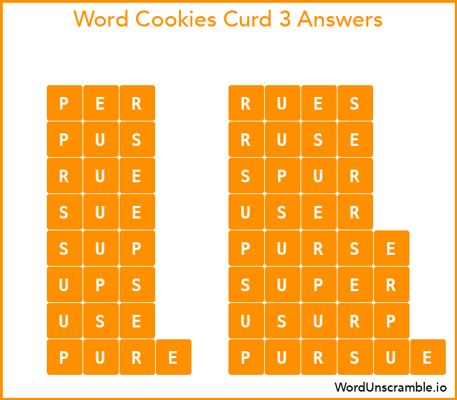 Word Cookies Curd 3 Answers