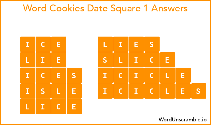 Word Cookies Date Square 1 Answers