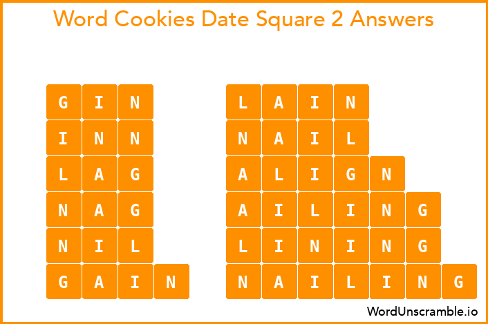 Word Cookies Date Square 2 Answers