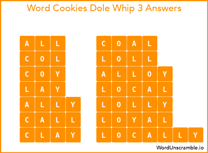 Word Cookies Dole Whip 3 Answers
