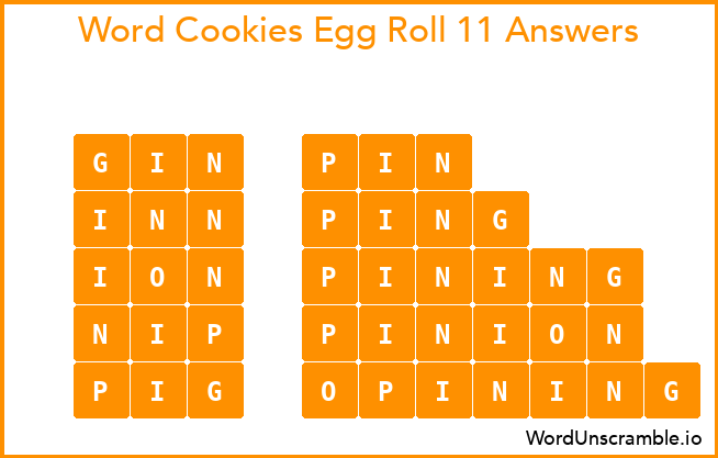 Word Cookies Egg Roll 11 Answers
