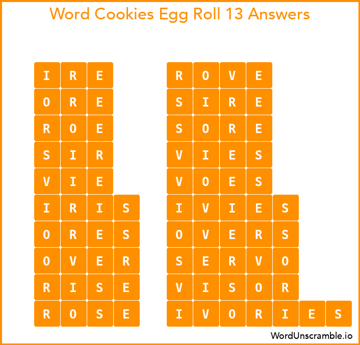 Word Cookies Egg Roll 13 Answers