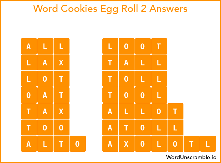 Word Cookies Egg Roll 2 Answers